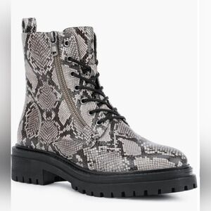 New Geox Iredea Leather Snakeskin Embossed Combat Boots Women's Size 6